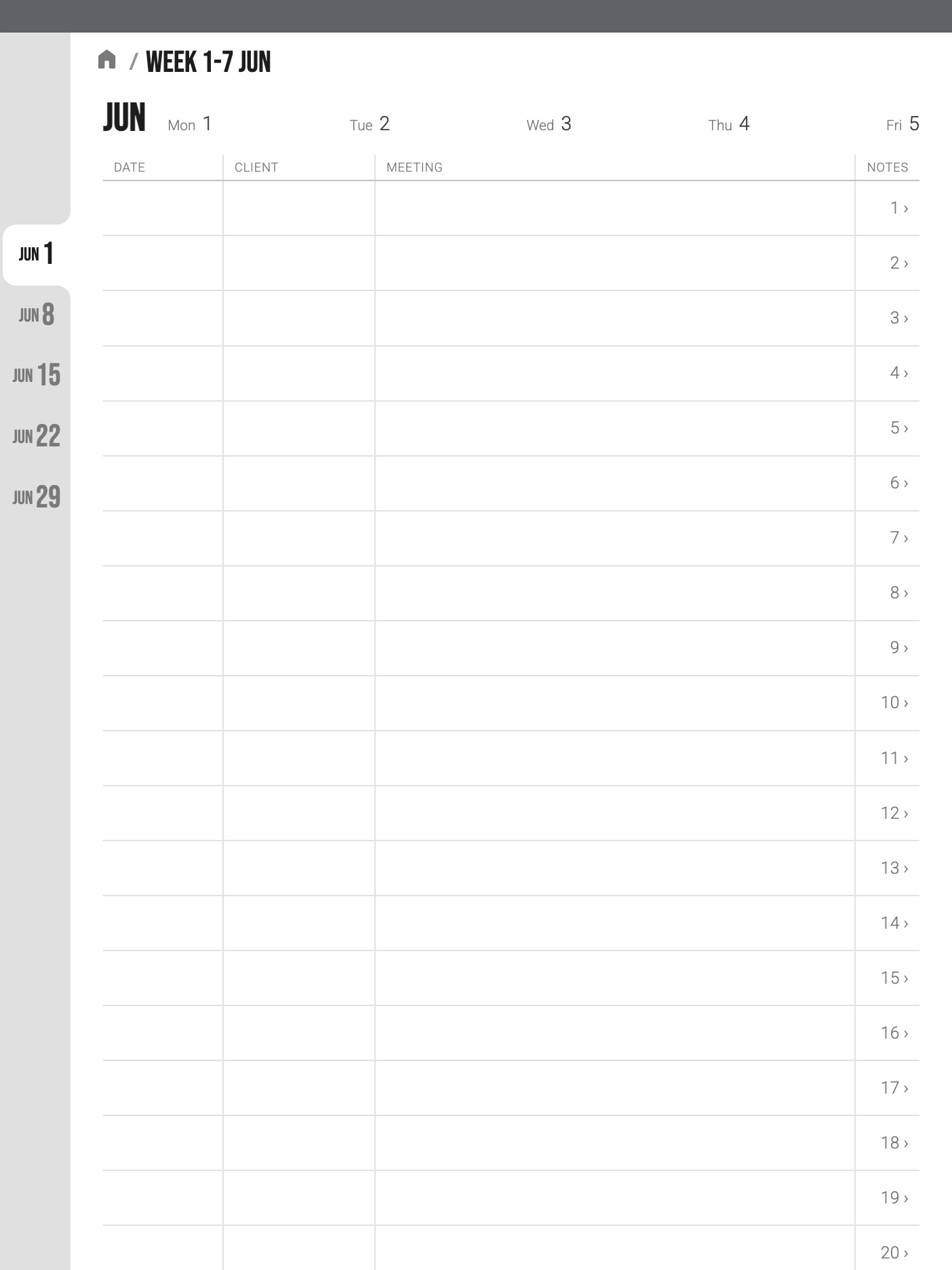 Remarkably Organized - Weekly Meeting Notes Index
